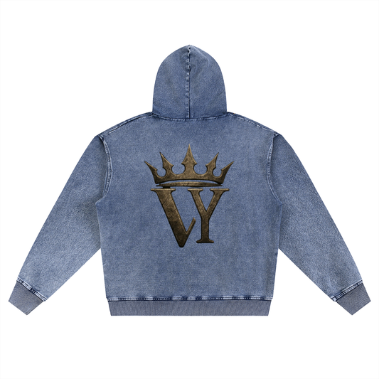 Snow Wash Oversized Zip-Up Hoodie