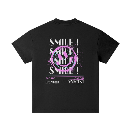 Girls’ Oversized Tee – "Smile, Life Is Good"