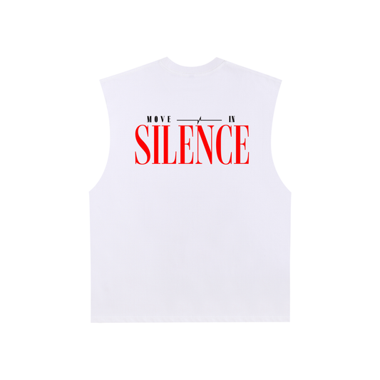 Raw Edge Cotton Tank Top – "Move in Silence"