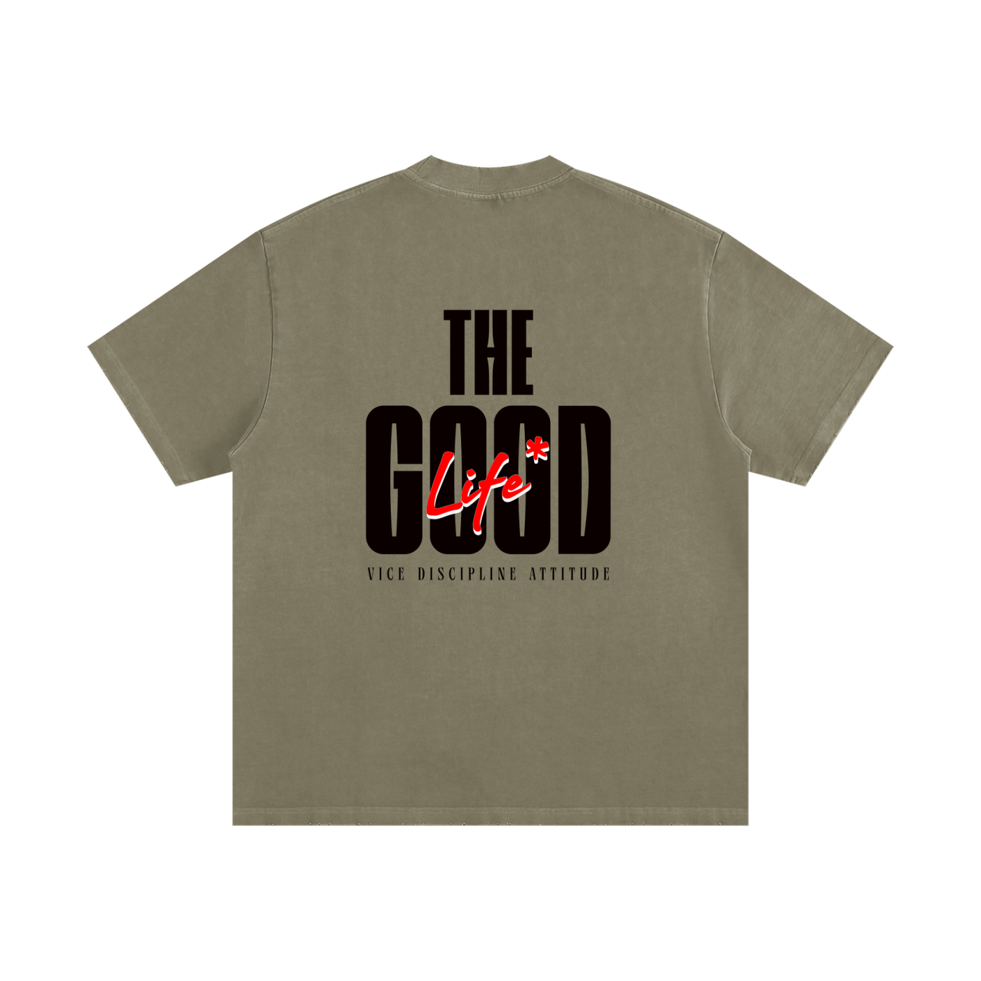 Men’s Heavyweight Vintage-Washed Frayed T-Shirt – "The Good Life"