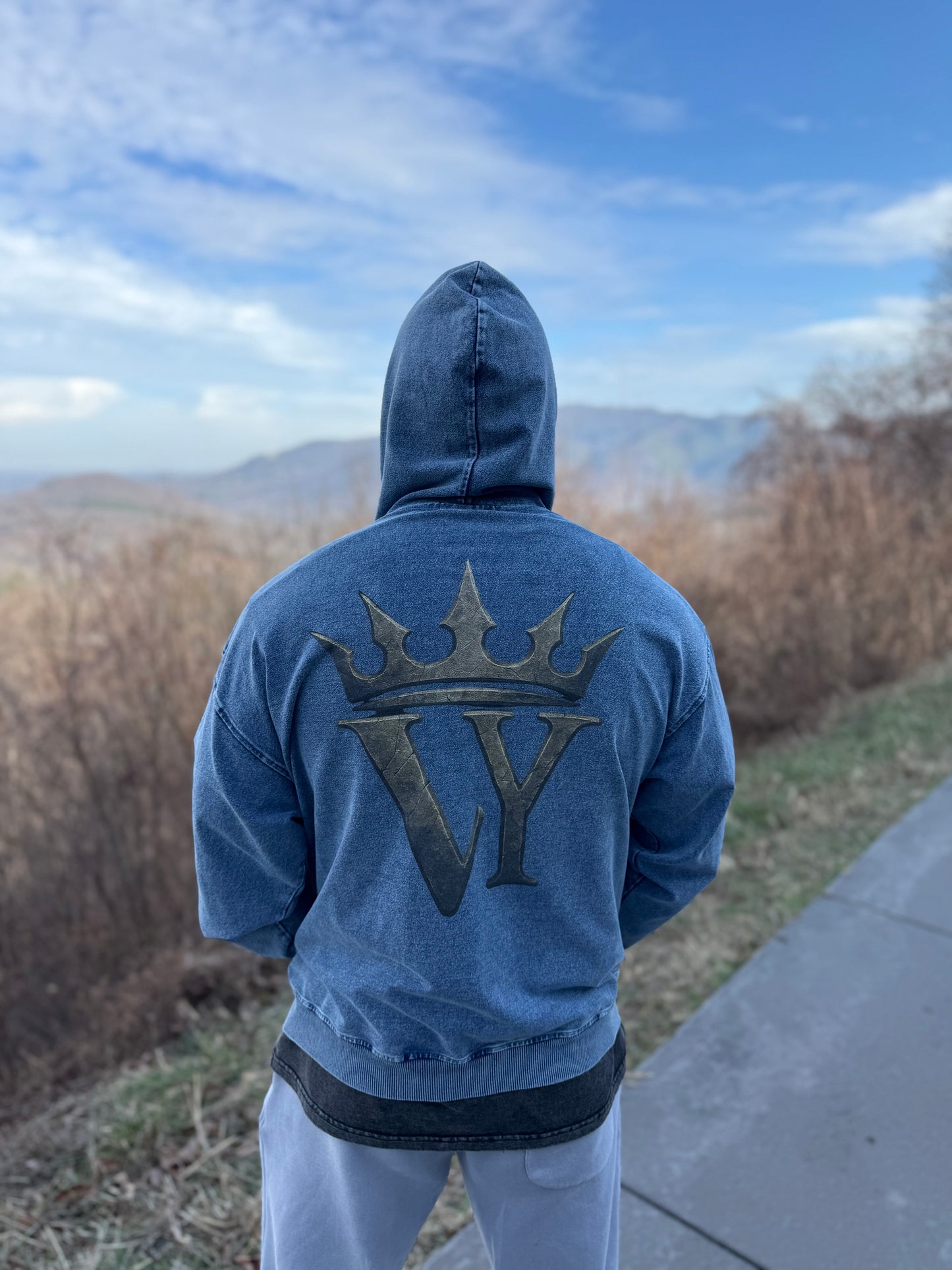 Snow Wash Oversized Zip-Up Hoodie