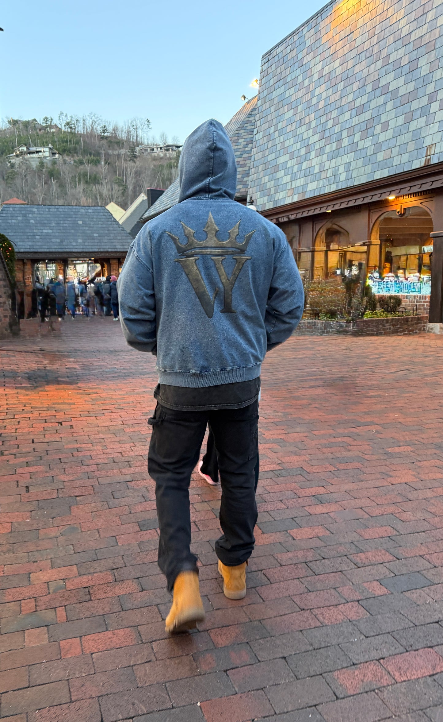 Snow Wash Oversized Zip-Up Hoodie