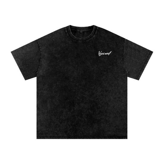 Acid Wash Vyscent Oversized Casual Tee- Black