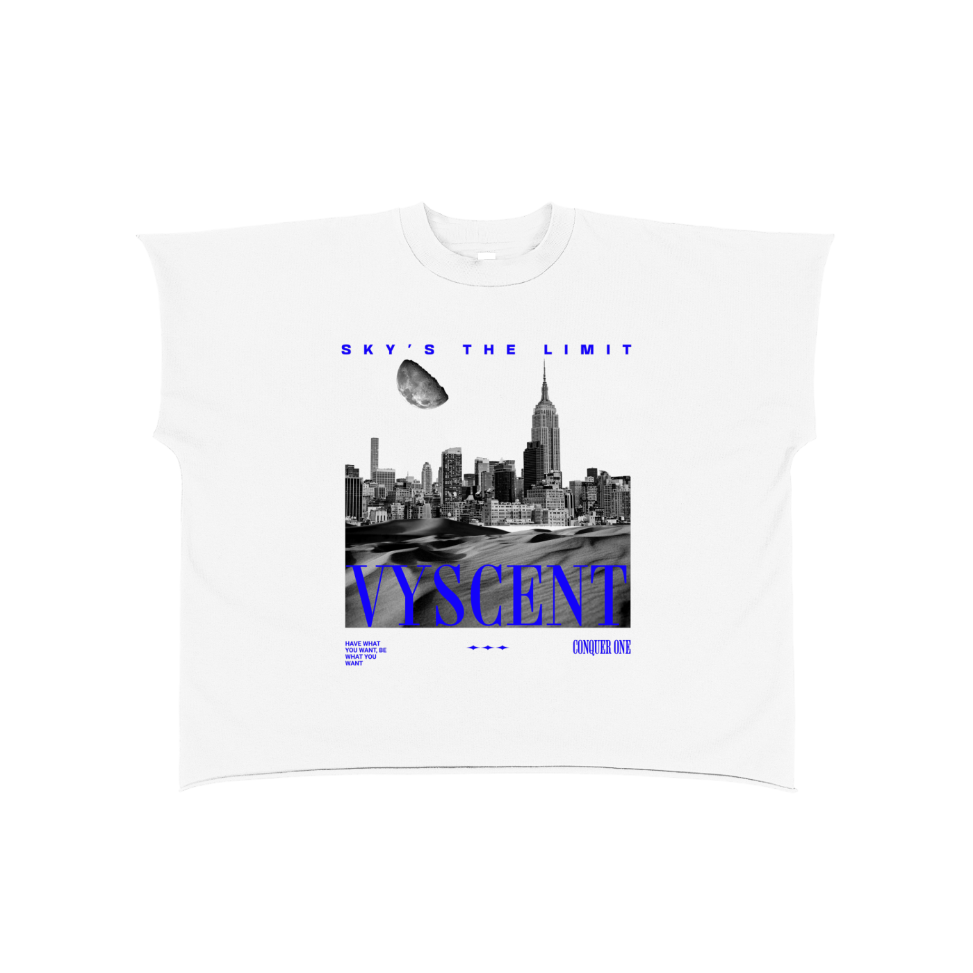 Raw Edge Boxy Tee – “Sky’s the Limit”