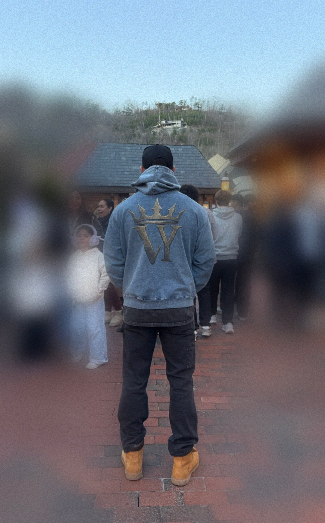 Snow Wash Oversized Zip-Up Hoodie